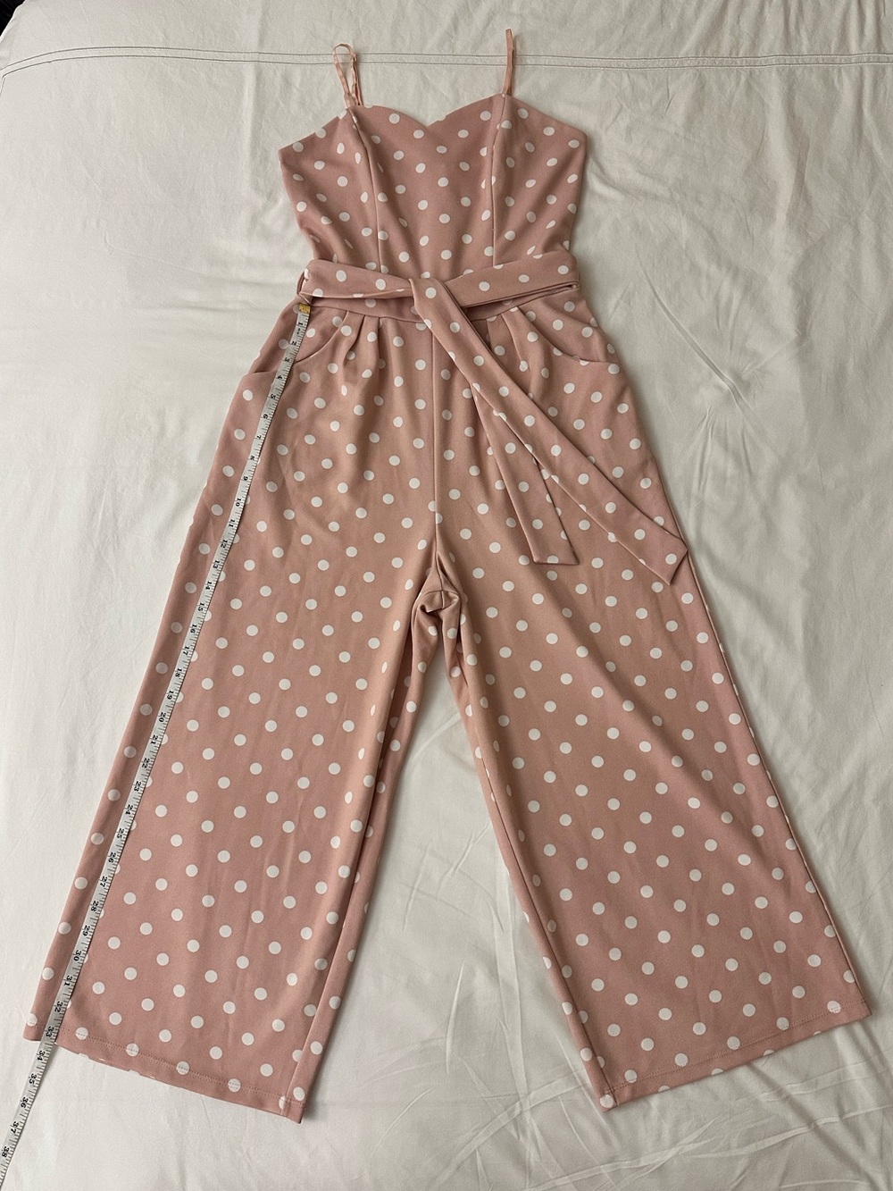 Emerald Sundae Blush Pink Polka Dot Wide-Leg Jumpsuit